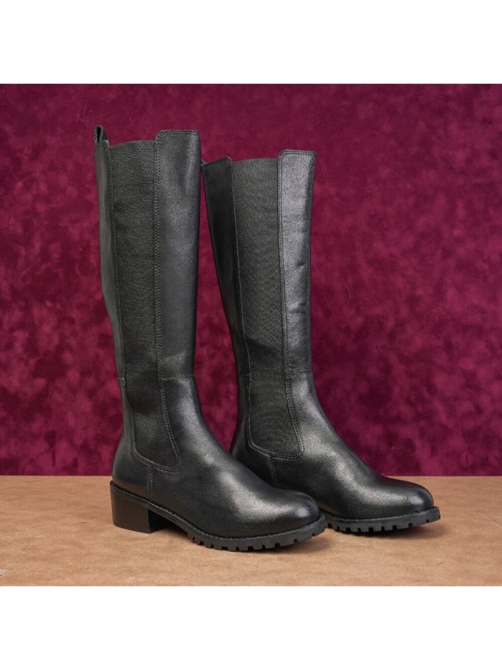 Matisse Women Ryder Black Leather Slip-on Riding Flexible Knee Boots sz 6.5